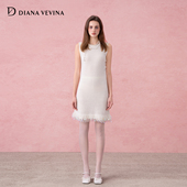 钉珠流苏毛织背心裙无袖 DIANAVEVINA 秋冬新款 女绵羊毛连衣裙