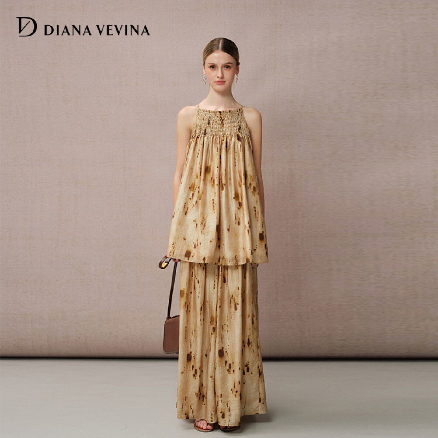 【熊黛林王艺瑾同款】DIANAVEVINA2026新款花色吊带背心宽松长裤
