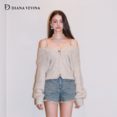 女V领毛衣 一字肩吊带针织开衫 黄霄雲同款 DIANAVEVINA冬新款