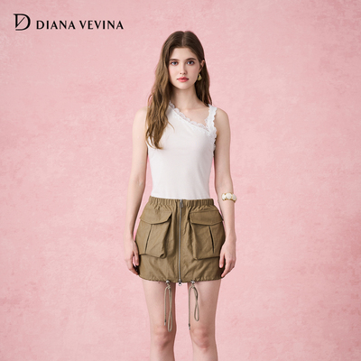 【戚砚笛同款】DIANAVEVINA 秋冬新品不对称针织无袖吊带背心女