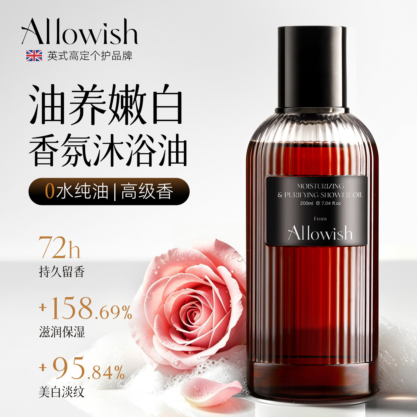 Allowish进口身体沐浴油秋冬清洁美白沐浴露成人养肤干皮保湿滋润
