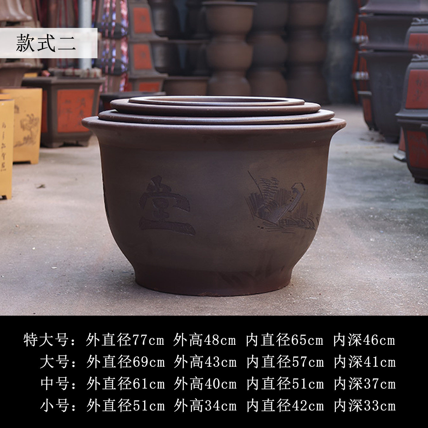 紫砂花盆圆盆加大高深中式简约