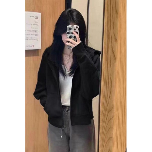 新款爆款拉链开衫卫衣女小个子