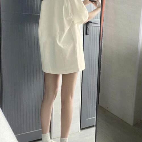 100%纯棉白色宽松短袖T恤女上衣