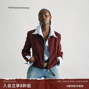 经典 沙栖余晖 麂皮拉链短夹克轻朋克宽松翻领外套秋冬 FAE