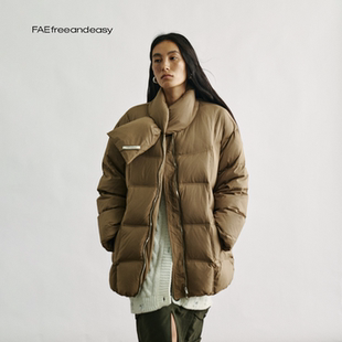 围脖龟背羽绒服冬季 氲塑无阈 90白鸭绒廓形宽松面包服 FAE