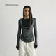 FAE 无一物 假两件环领修身 条纹上衣冬季 设计感显瘦羊毛上衣