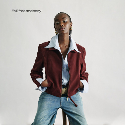 经典麂皮拉链短夹克秋冬新款