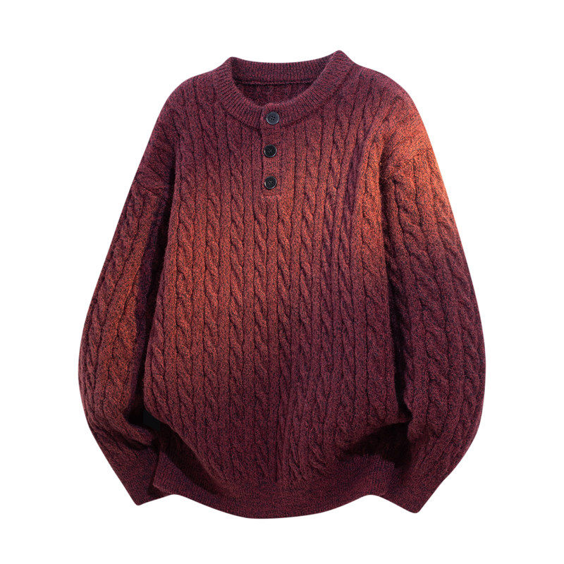 冬季上新极简老钱风青少年复古麻花纹针织衫设计感潮流百搭毛衣