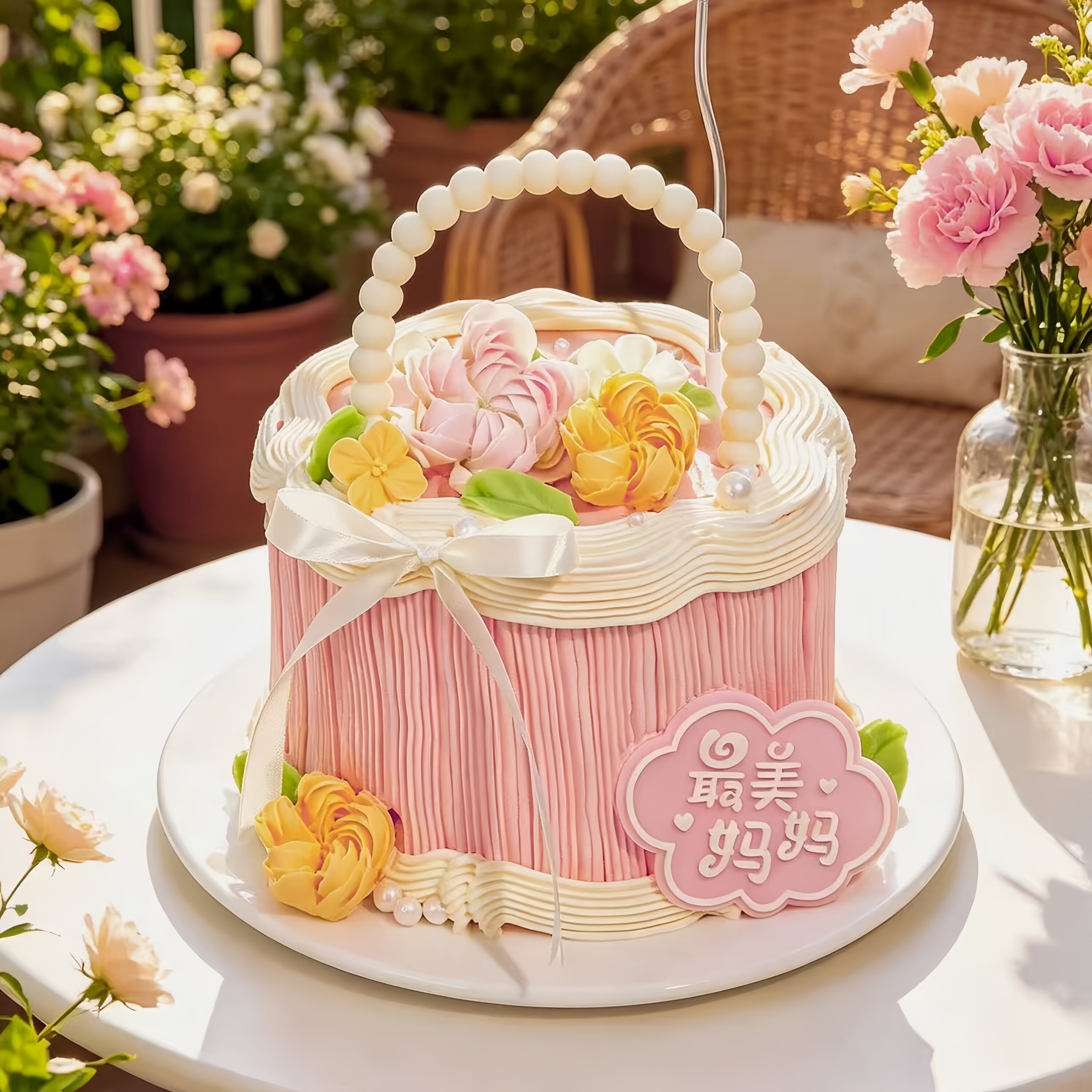 母亲节蛋糕装饰配件韩裱花最美妈妈当地小有名气的好妈妈惊喜礼物