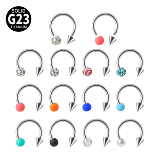 G23钛满钻橡胶球马蹄环耳钉耳环鼻环鼻中隔钉16G/1.2mm穿刺饰品女