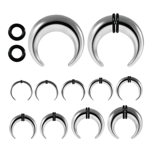 食人花欧美个性钢色不锈钢牛角耳廓耳扩鼻中隔鼻环扩大器穿刺饰品