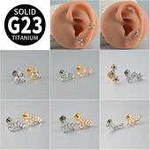 G23钛镶钻花朵内螺纹唇钉耳钉耳骨钉百搭小众设计感高级防过敏16G