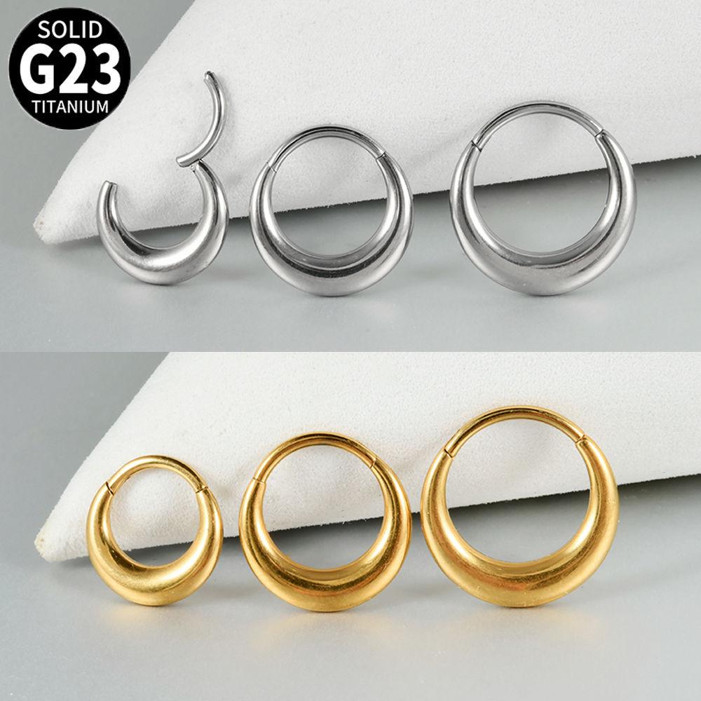 G23钛合金月牙素圈耳扣耳环鼻环
