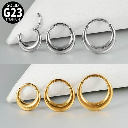 G23钛合金月牙素圈耳扣耳环鼻环