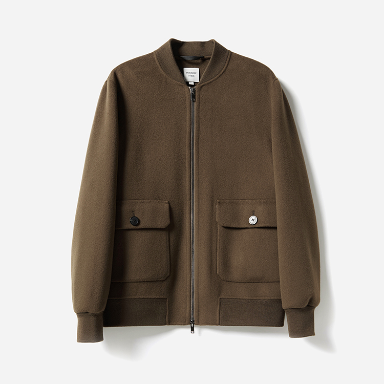 *目羡I*C拍卖级110支羊毛羊绒双面呢棒球领夹克短外套MWT05003