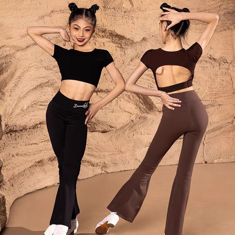 新款女童拉丁舞裤子套装练功服