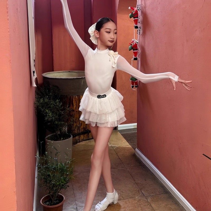 冬季女童拉丁长袖连体上衣蛋糕裙