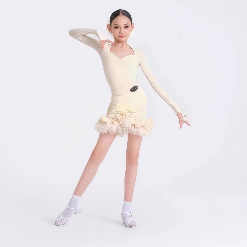 未午同款女童冬季拉丁舞服演出服桃心领长袖连体上衣分体蛋糕短裙,运动/瑜伽/健身/球迷用品,拉丁舞练习套装,淘宝优惠券,粉丝福利购,淘宝优惠卷
