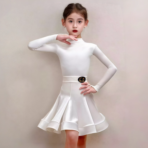秋女童拉丁规定赛服丝绒分体套装