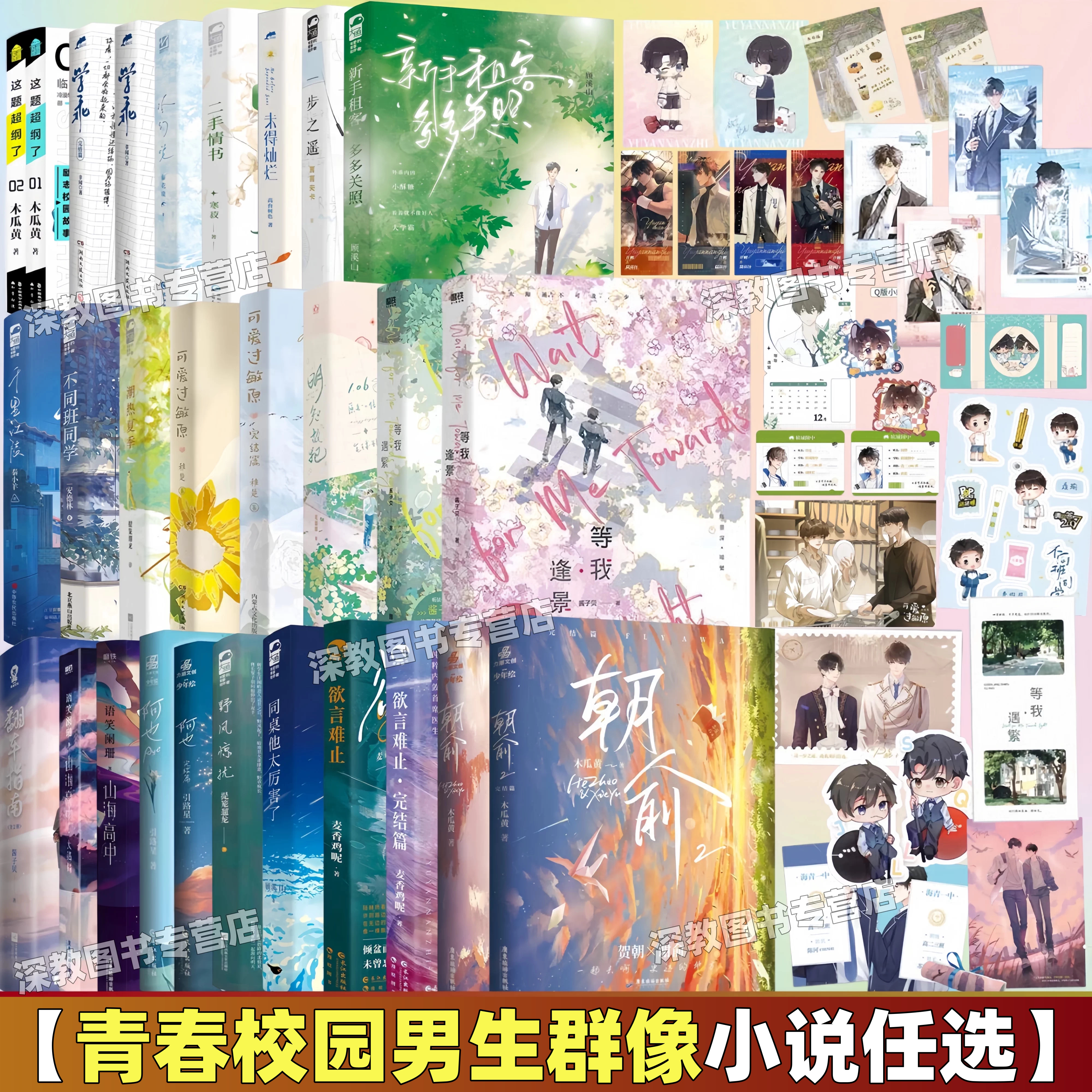 【校园纯爱小说任选】正版朝俞全2册+等我逢景+遇繁+新手租客多多关照++等我逢景遇繁+不同班同学可爱过敏原青春成长励志实体书籍 - 实物图
