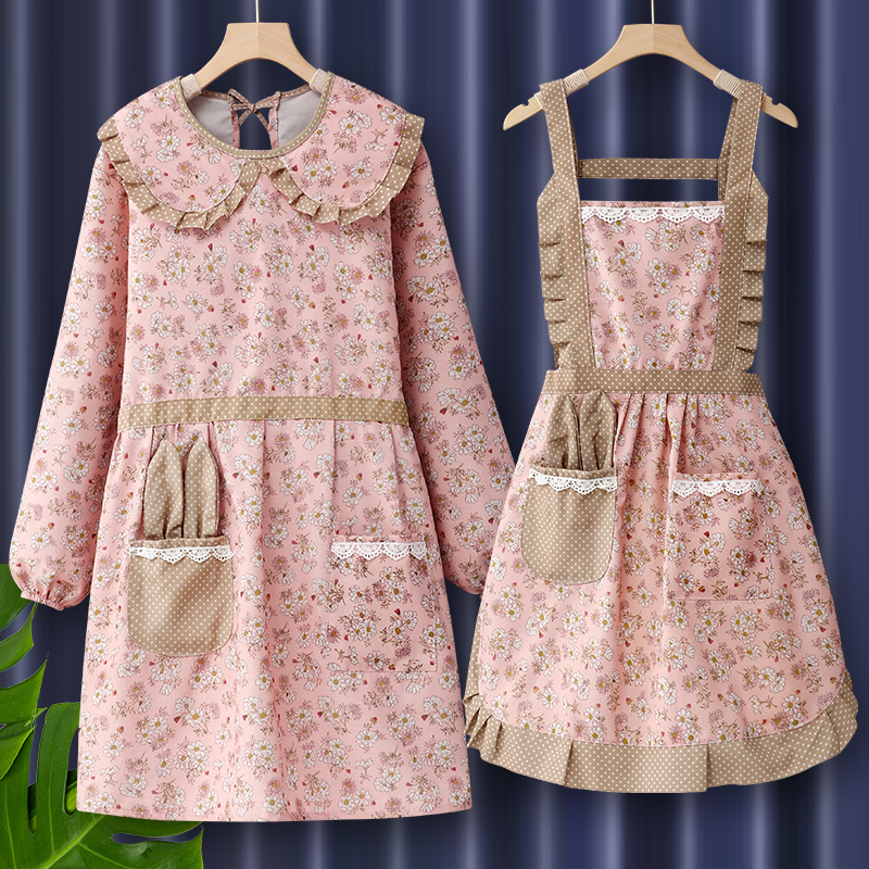 围裙长袖纯棉家用做饭