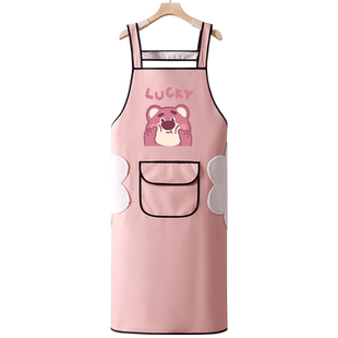 餐馆工作服PU皮围裙防油防水网红厨房家用新款韩式定制女加长加大