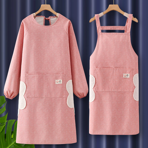 长袖罩衣新款纯棉围裙工作服女