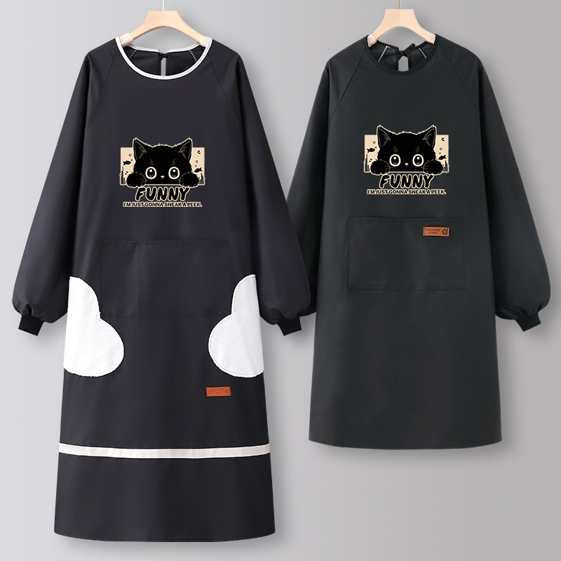 加肥加大码防水罩衣长袖围裙