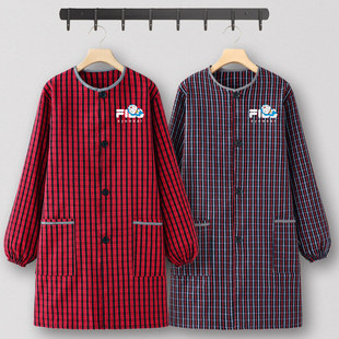 老粗布罩衣女新款长袖纯棉围裙厨房家用干活上班专用年轻款工作服