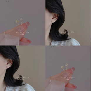 炫彩玲珑！锆石迷你白钻玲珑球耳环！超洋气灵动气质设计感小耳钉