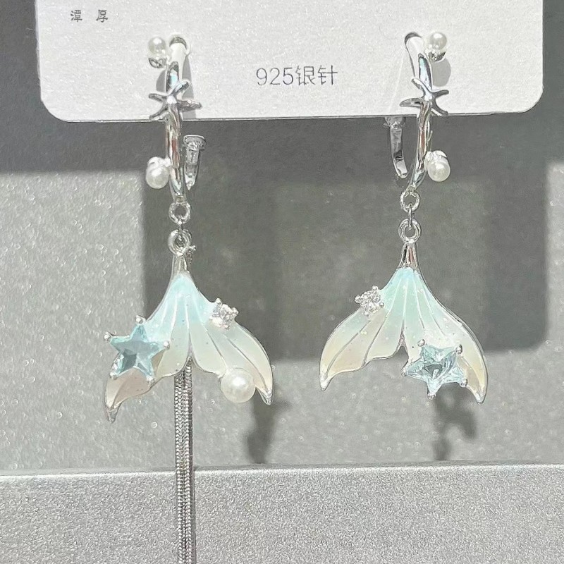 不對稱魚尾長款氣質顯瘦新式耳釘