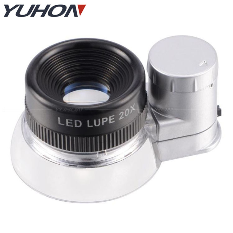 铝合金20倍珠宝镜6个环形灯古玩珠宝防伪标签鉴定便携式放大镜