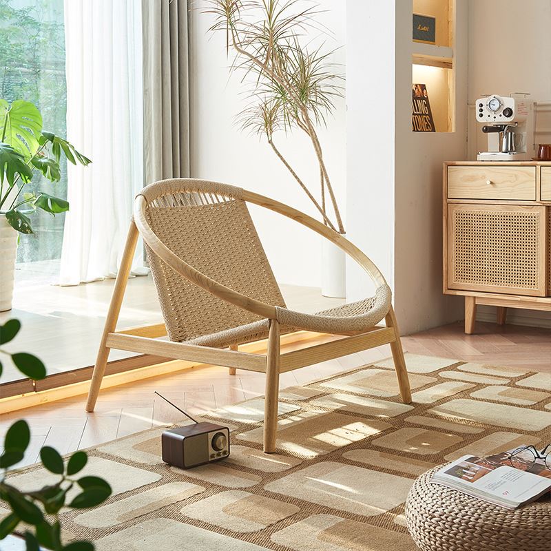 日式手工绳编沙发椅客厅麻绳靠背休闲椅民宿阳台简约夏季躺椅网红