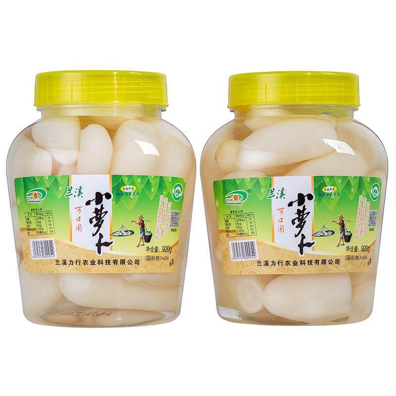 热销可口园兰溪小萝卜920g*2瓶装腌制泡菜酸辣萝卜酸菜鱼配料酸爽