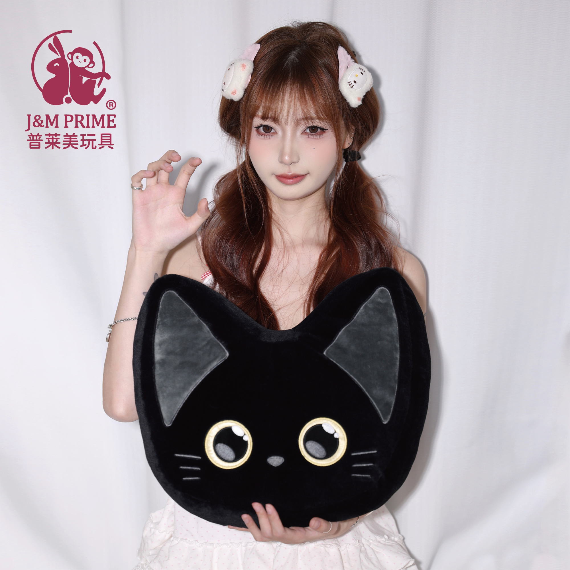 普莱美JMPRIME抱枕玩偶猫咪靠垫腰靠沙发可爱靠枕毛绒娃娃礼物