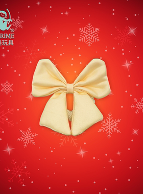 普莱美JMPRIME奶黄色法式缎面甜美蝴蝶结发饰领结毛绒玩偶配饰