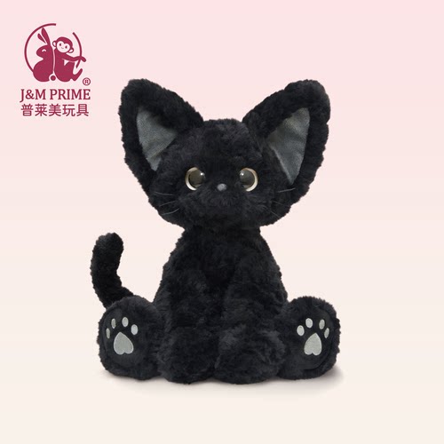 明星同款黑猫玩偶德文卷毛猫公仔