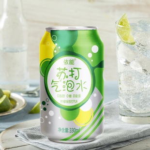 包邮 依能无糖苏打气泡水0糖0卡0脂调酒碳酸饮料苏打水330ml 24罐