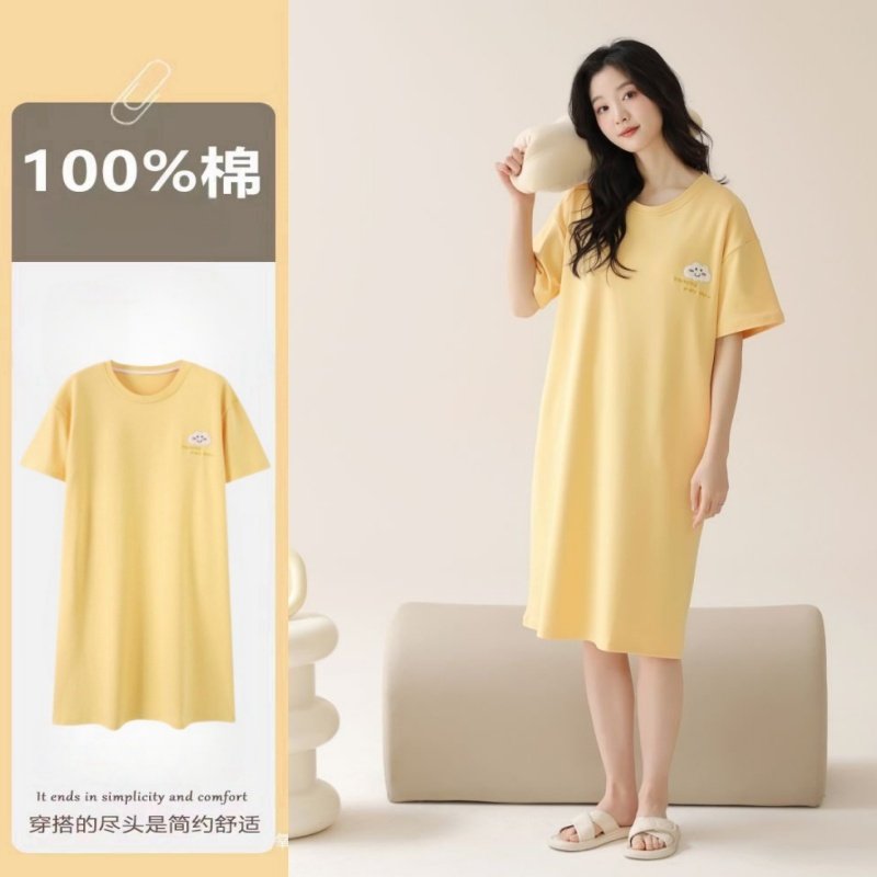 2026夏季睡裙女款新款高级感大码短袖全纯棉睡衣凉感透气薄款睡衣