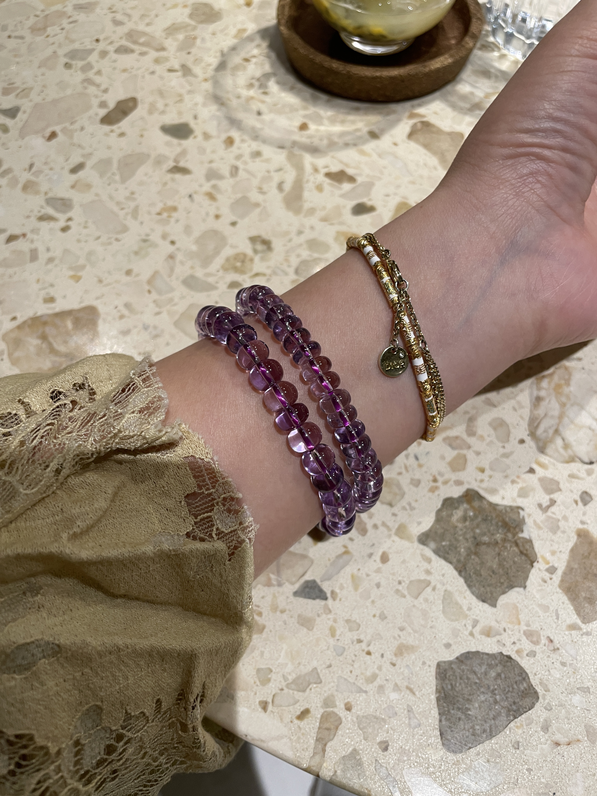 你会爱上它～顶货巴西紫水晶！浓紫透体算盘珠女生水晶手链变智慧