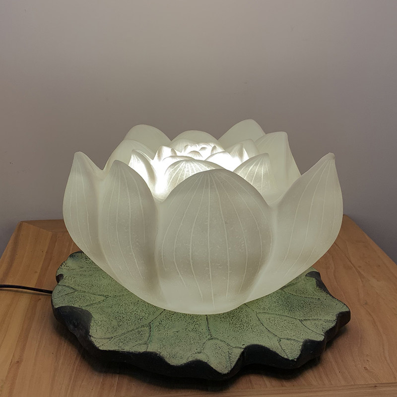 速发新中式莲花台灯禅意茶室布置国风古代仿古床头卧室古风荷花灯