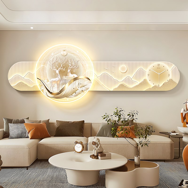速发福鹿聚财客厅沙发背景墙壁装饰画202新款轻奢高级感艺术挂画图片