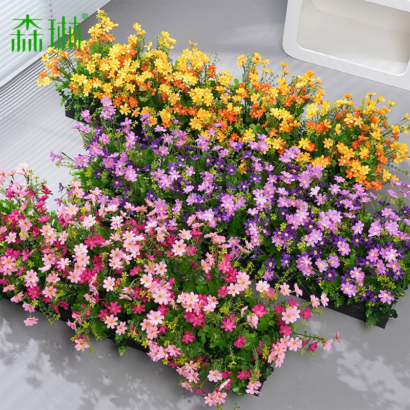 速发花假花摆设塑料花隔断造景花箱插花栅栏绿植花槽室外花艺装饰