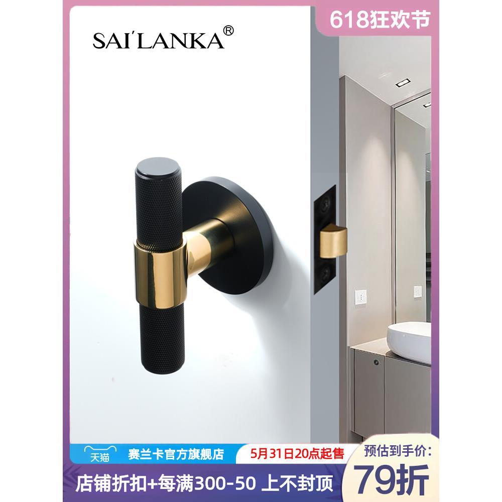 暗门锁单面隐形门把手黄铜静音磁吸新款现代英式设计通道锁