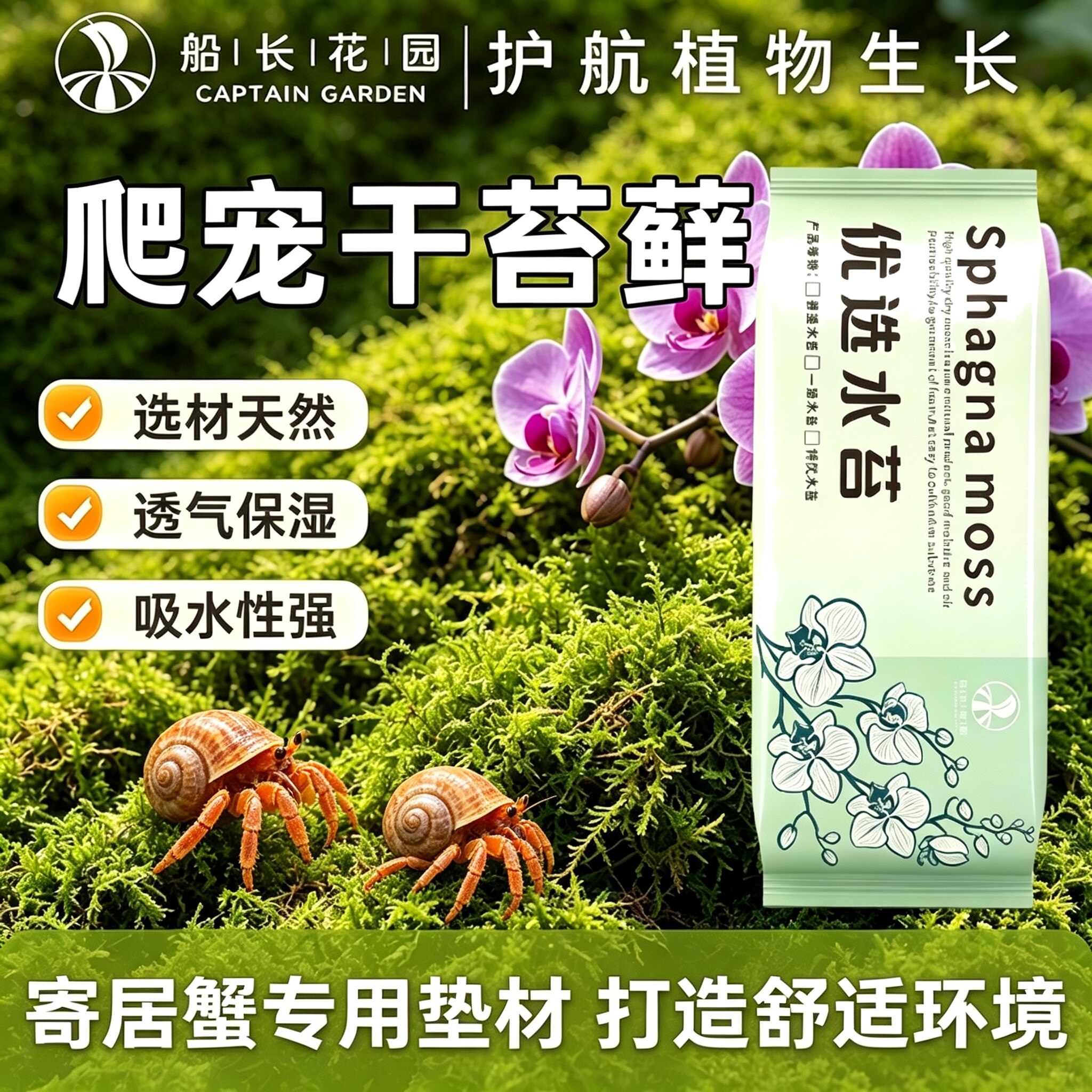寄居蟹专用干苔藓爬宠乌龟冬眠青水苔垫材蝴蝶兰花保湿透气营养土