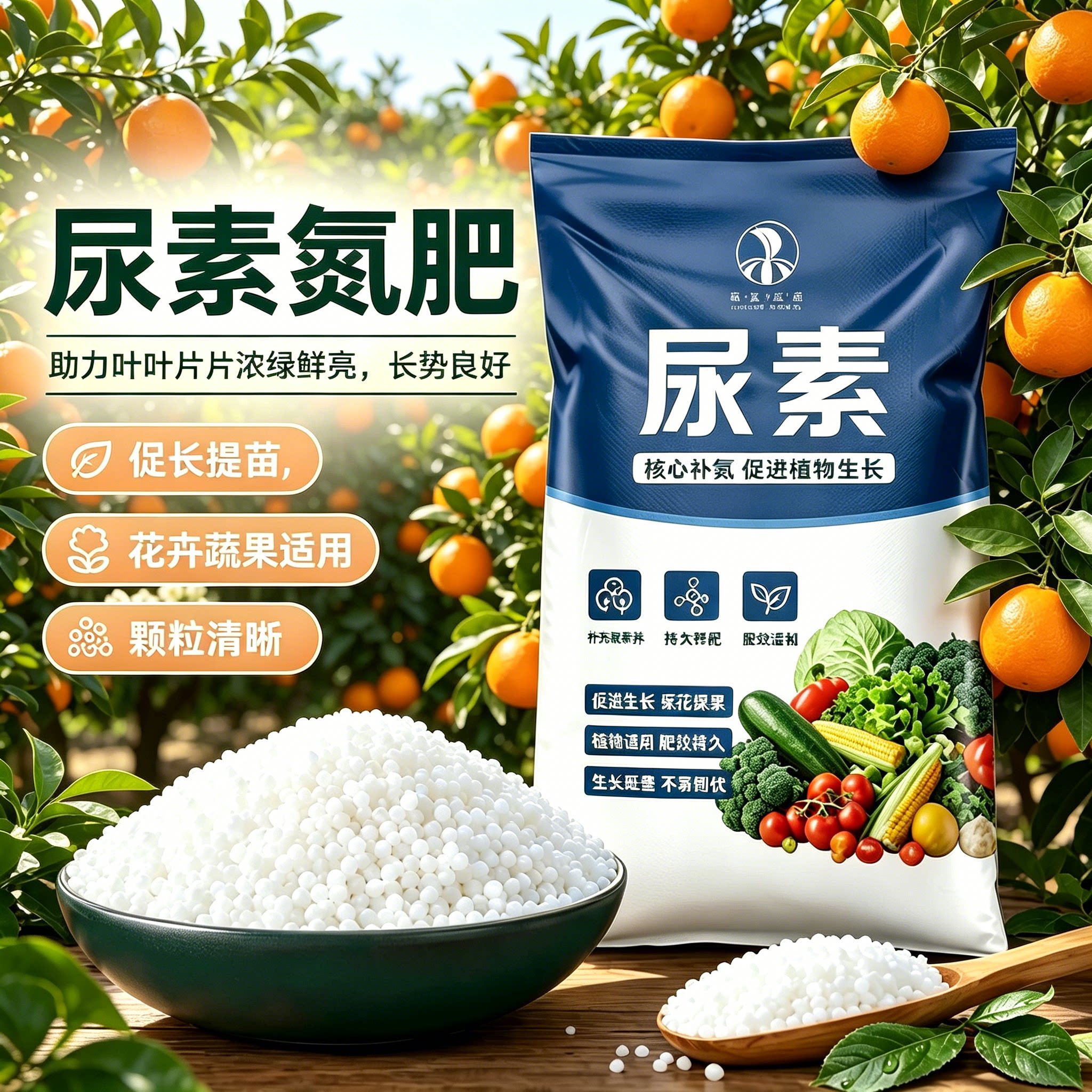 尿素肥料蔬菜植物果树农用100斤种菜专用有机小颗粒氮肥家用花卉