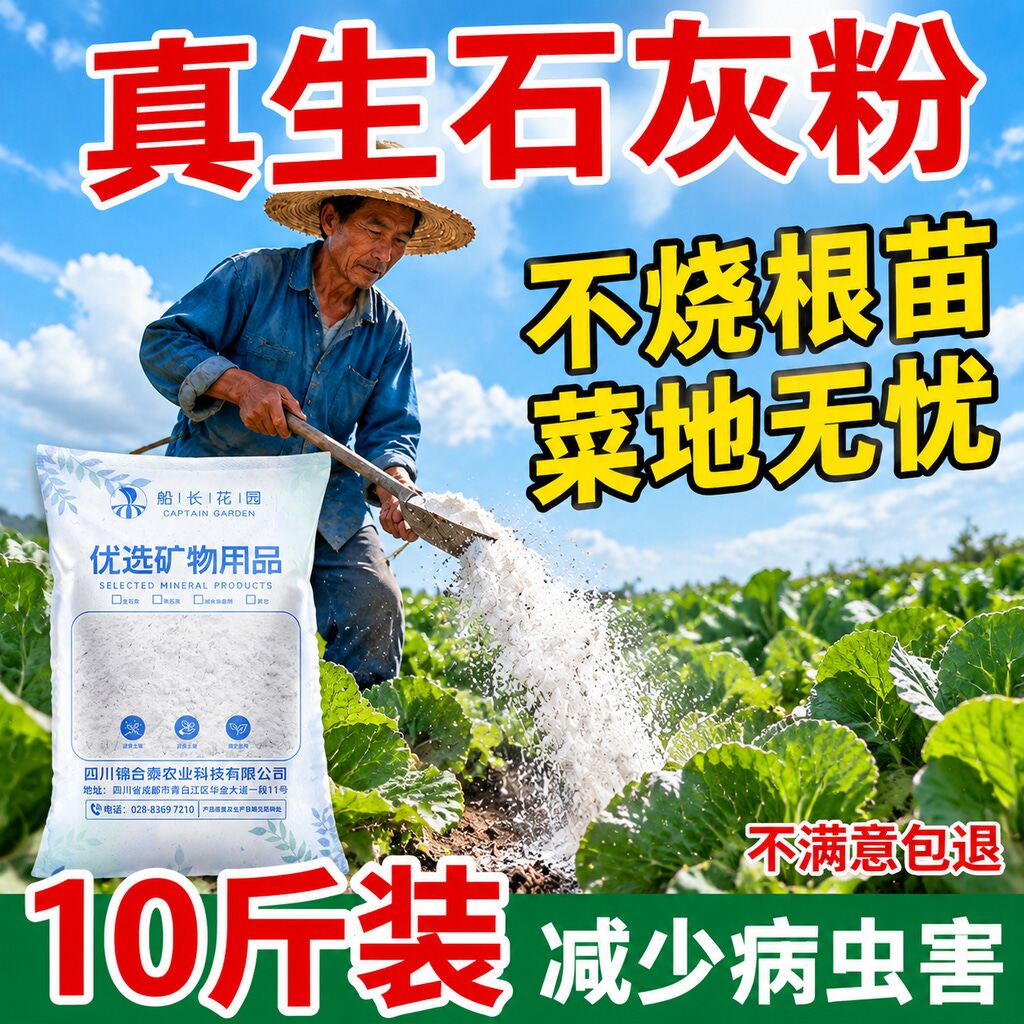 种菜生石灰粉非杀菌消毒非杀虫驱虫剂干燥剂改良养殖土壤防霉防病