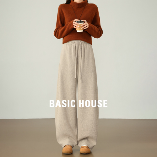 Basic House百家好秋季弯刀裤女2026新品高腰弹力百搭显瘦休闲裤