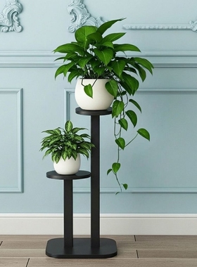 花盆架客厅吊兰架简约现代花几单脚钢木架阳台花盆置物架落地花架